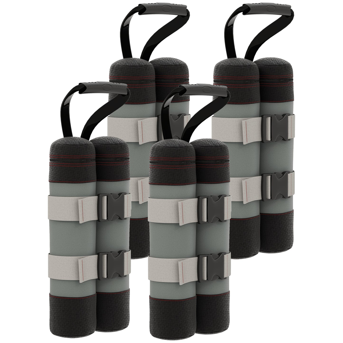 Set de saci pentru pavilioane, 4 bucăți, 48 kg, fără nisip, cu curele de fixare, rezistent la intemperii, Negru