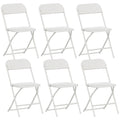 Set de 6 Scaune Pliabile din PP cu Orificii de Drenaj, Scaune Economice Portabile din Oțel, Scaun Pliabil pentru Interior, Casă, Birou, Bucătărie, Evenimente, 45x49x79,5 cm, Alb