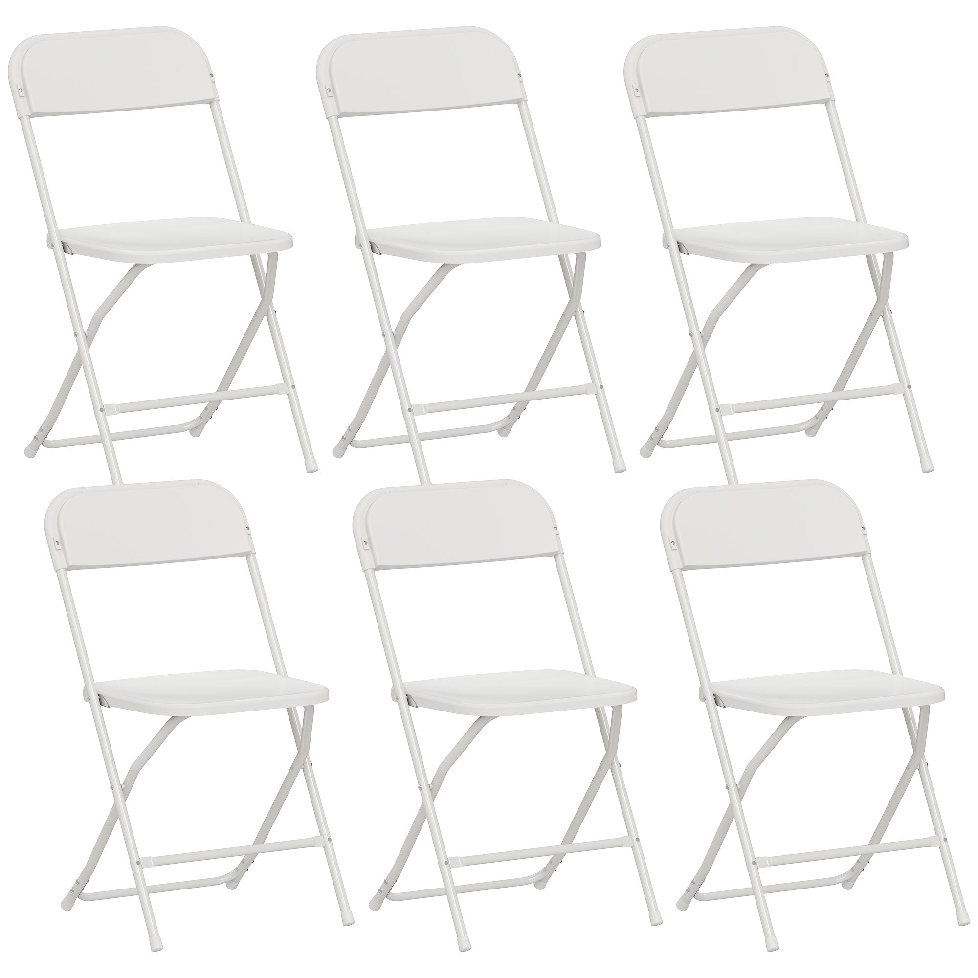Set de 6 Scaune Pliabile din PP cu Orificii de Drenaj, Scaune Economice Portabile din Oțel, Scaun Pliabil pentru Interior, Casă, Birou, Bucătărie, Evenimente, 45x49x79,5 cm, Alb