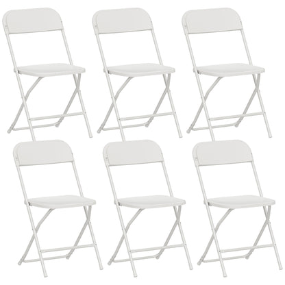 Set de 6 Scaune Pliabile din PP cu Orificii de Drenaj, Scaune Economice Portabile din Oțel, Scaun Pliabil pentru Interior, Casă, Birou, Bucătărie, Evenimente, 45x49x79,5 cm, Alb