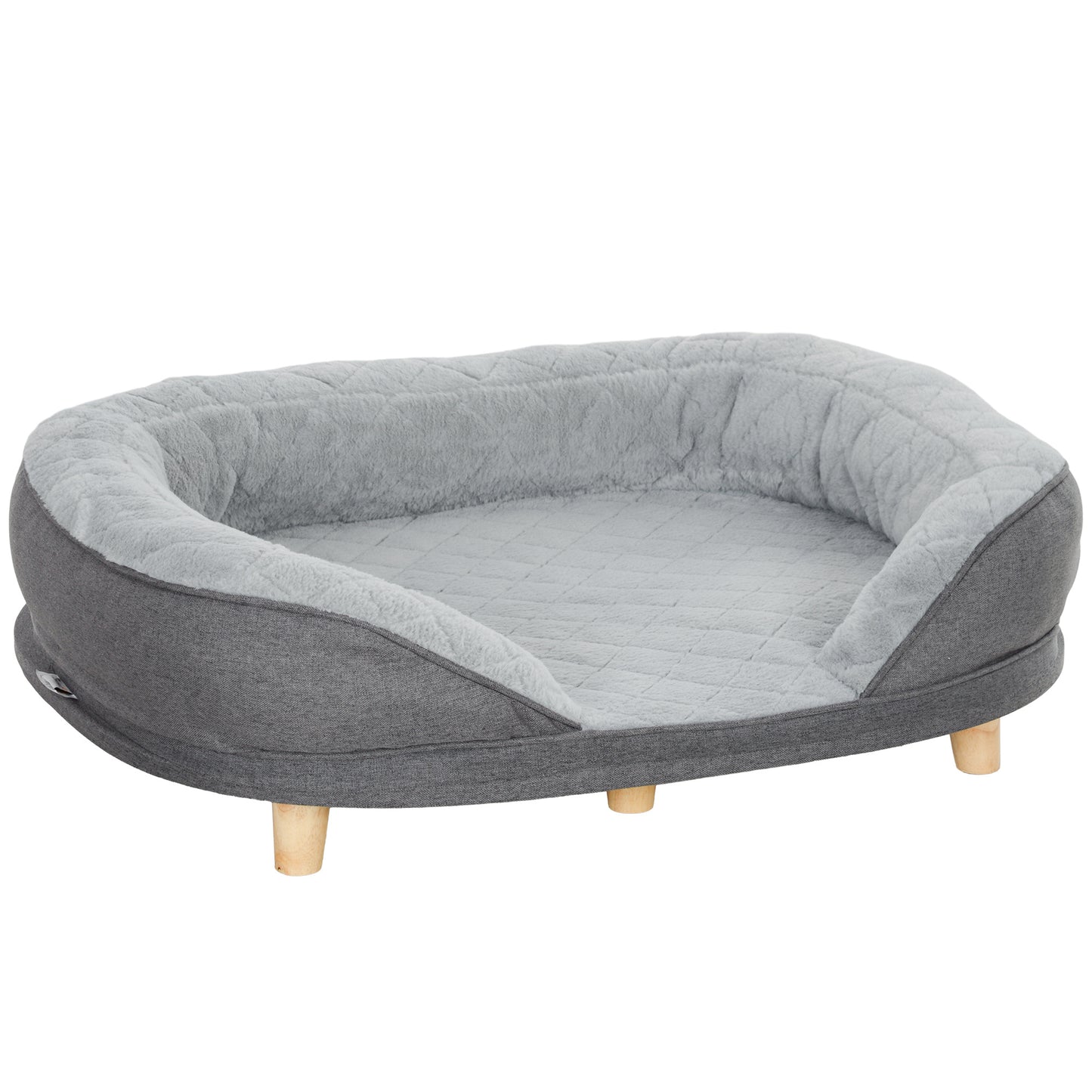 Canapea pentru câini cu tapițerie, pat pentru câini de talie mare și medie până la 25kg, 90x78x25cm, gri