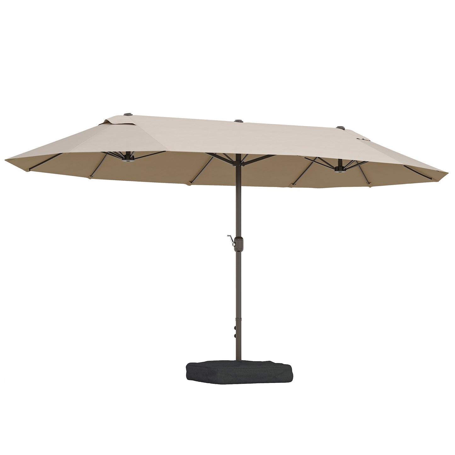 Umbrela de Gradina Dubla 460x270cm Deschidere cu Manivela, Baza Transversala si Balast, Otel si Poliester Kaki