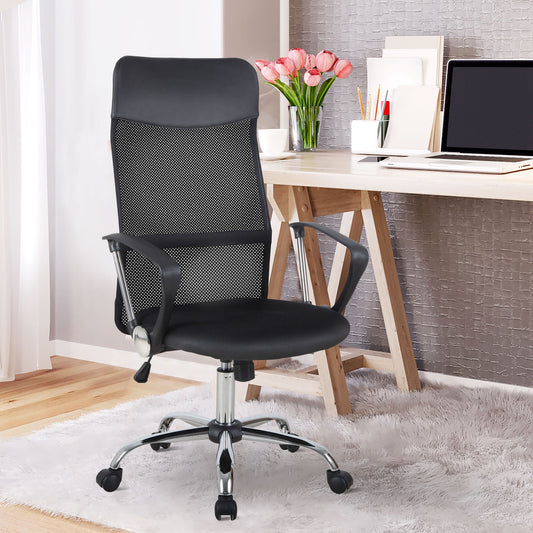 scaun ergonomic de birou, insertie plasa, negru