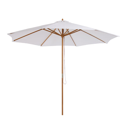 Umbrela din Lemn Umbrela Soare pentru Gradina Balcon Alb 3 m