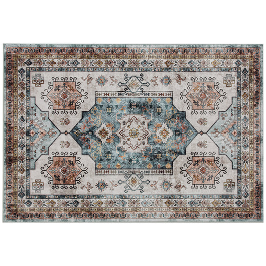 Covor Vintage Antiderapant și Lavabil cu Fir Scurt pentru Living și Dormitor, 230x160 cm, Multicolor