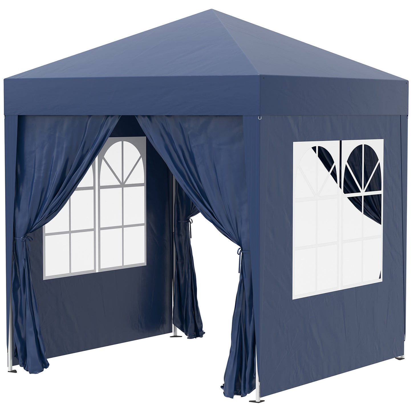 Foișor Pliabil Pop-Up 2x2 m cu 4 Pereți Detașabili din Poliester și Oțel, Albastru