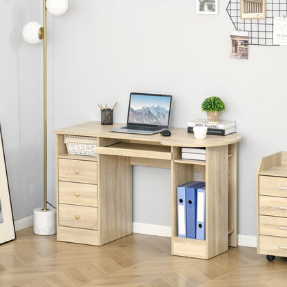 Birou PC pentru Birou cu Rafturi, Sertare si Polita Superioara din Lemn, 125x60x74 cm