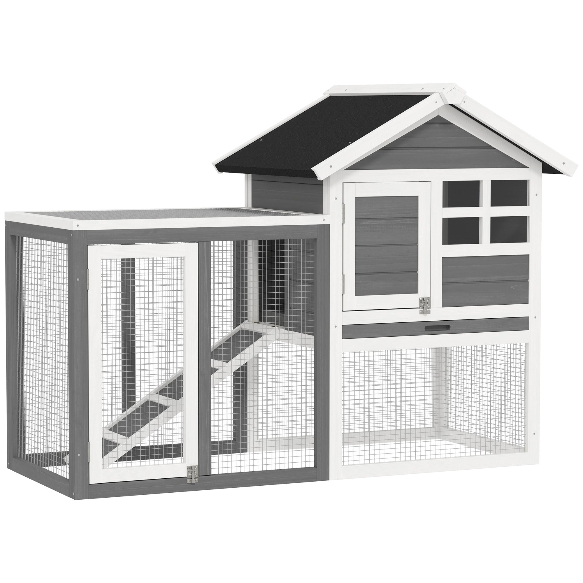 Cusca pentru Iepuri si Rozatoare pentru Exterior din Lemn Gri