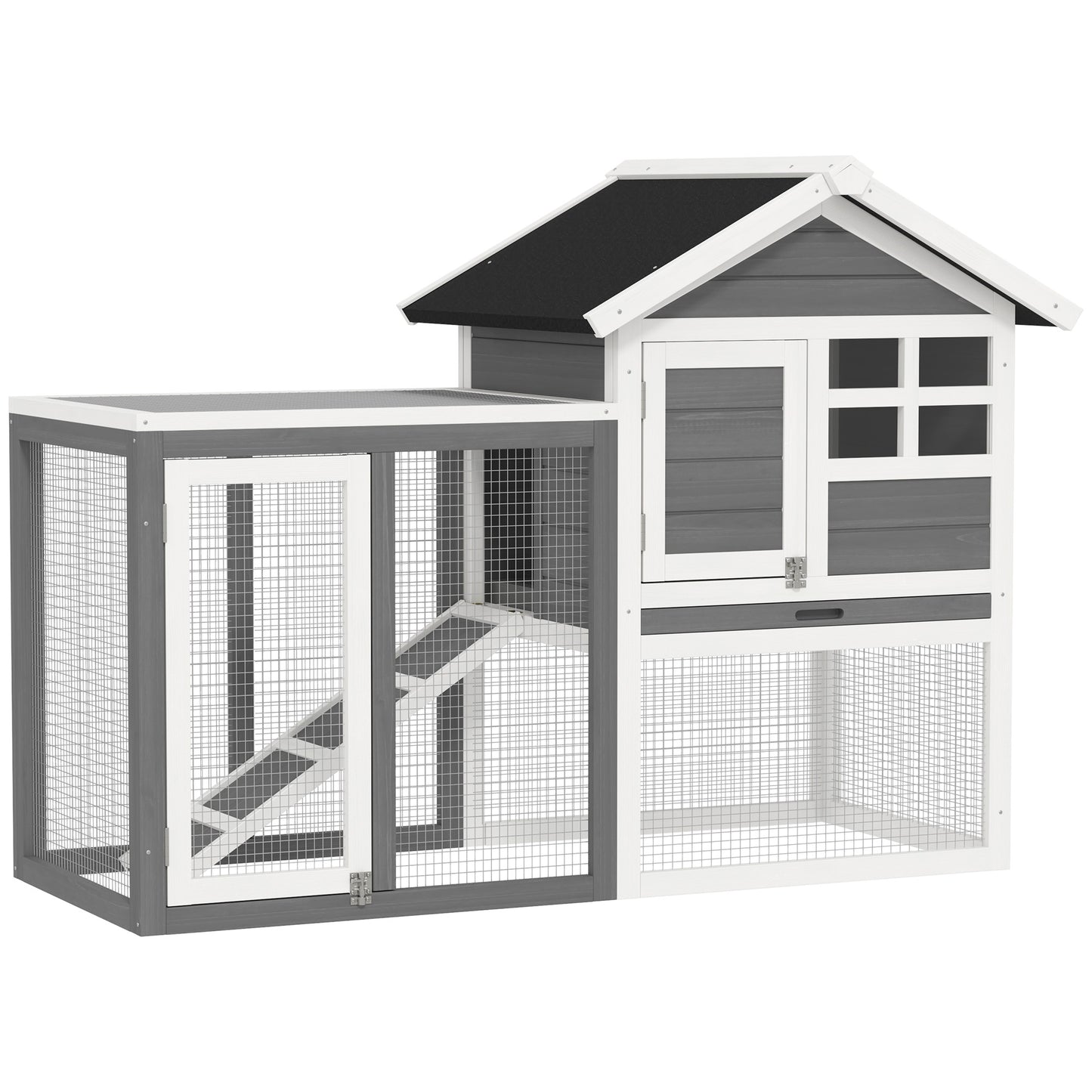 Cusca pentru Iepuri si Rozatoare pentru Exterior din Lemn Gri