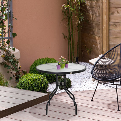 Masuta de exterior din otel cu suprafata din sticla securizata Ф80 x 72 cm