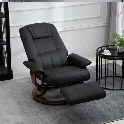 Fotoliu Relax Reclinabil Manual până la 145° cu Suport pentru Picioare și Acoperire din Piele Ecologică, Negru