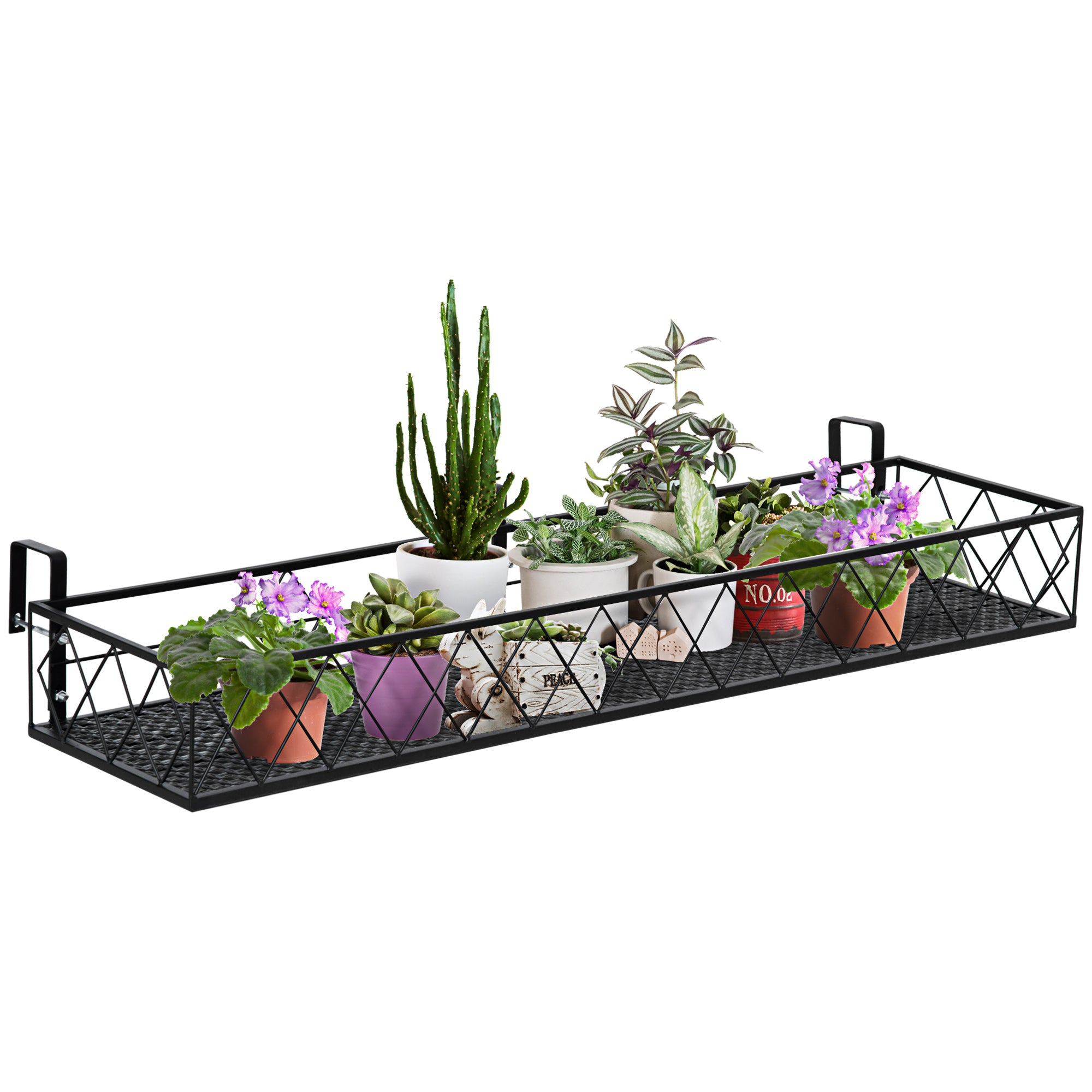 Jardiniera de Exterior  cu Carlige pentru Balustrada, Suport Ghivece pentru Balcon si Terasa din Metal