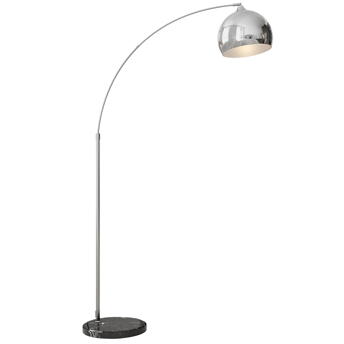 Lampă de podea vintage cu arc, tijă reglabilă, întrerupător cu pedală, soclu E27, argintie