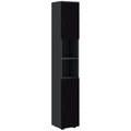 Dulap Baie, Inalt de 183cm, Dulap cu 2 rafturi deschise si doua dulapuri cu 2 nivele, Negru