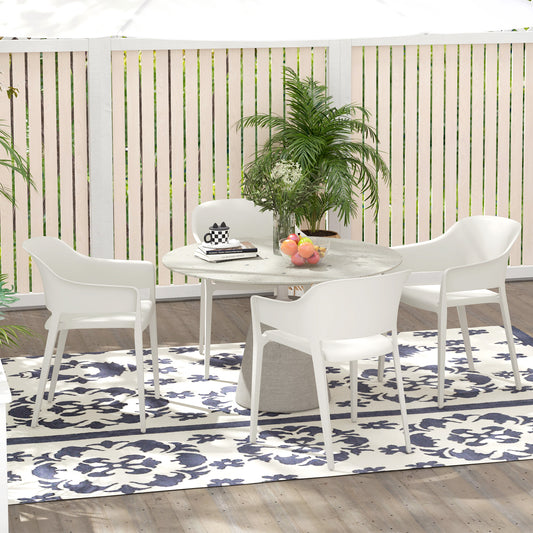 Set 4 Scaune Gradina Plastic PP – Spatar inalt, Cotiera, Rezistente UV