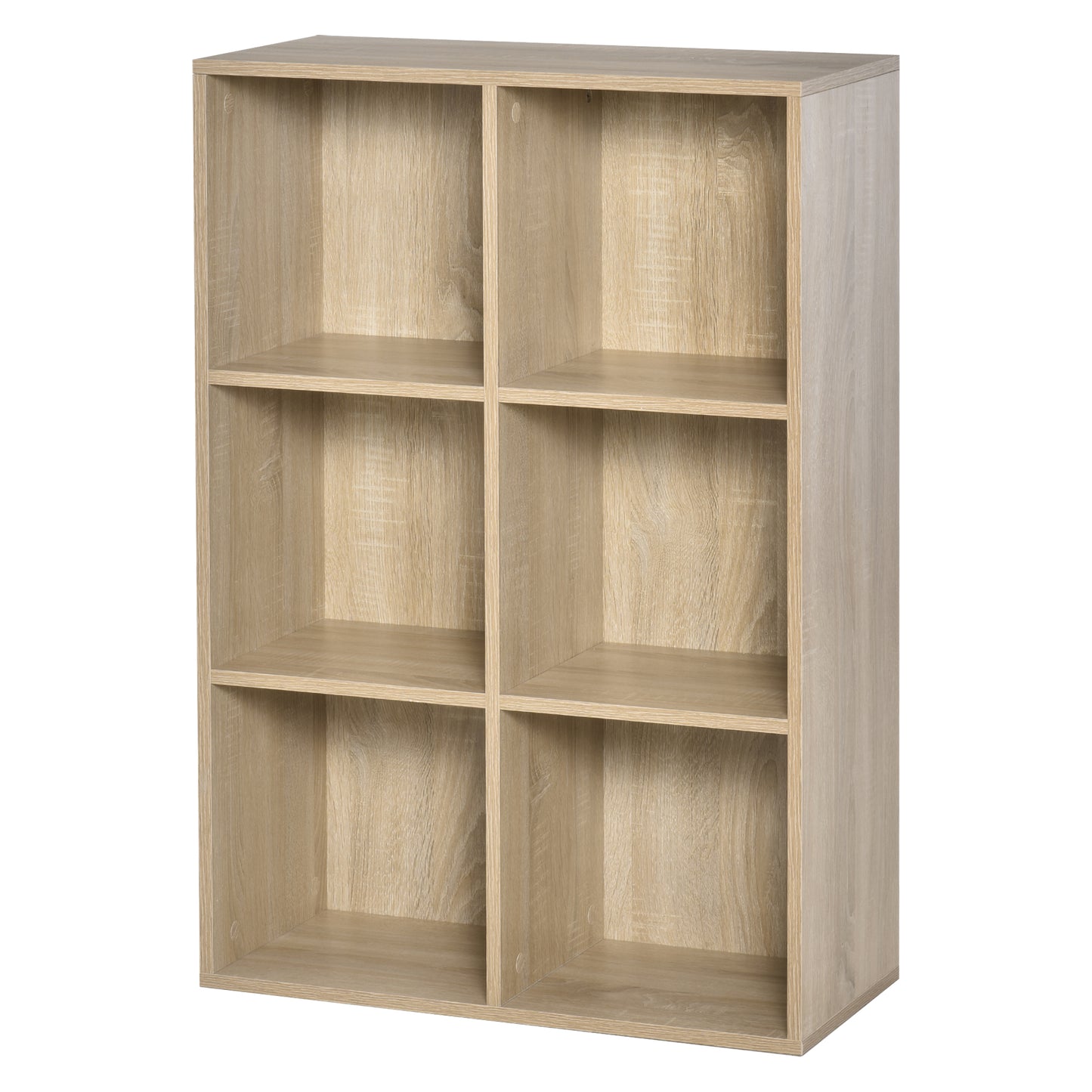 Mobile Libreria Moderno a 6 Cubi in Legno, 65.5x30x97.5 cm, color Rovere