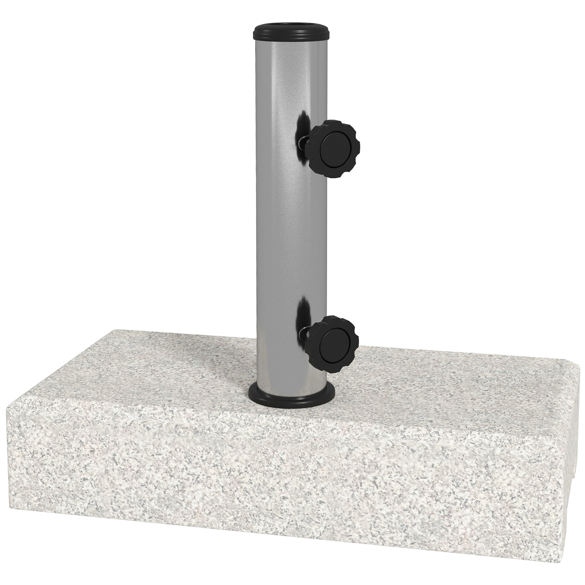 Bază pentru umbrelă de grădină 25kg pentru tije de Ø32mm, Ø38mm și Ø48mm, din granit și oțel inoxidabil, 45x22.5x40 cm, gri