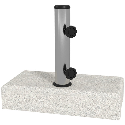 Bază pentru umbrelă de grădină 25kg pentru tije de Ø32mm, Ø38mm și Ø48mm, din granit și oțel inoxidabil, 45x22.5x40 cm, gri