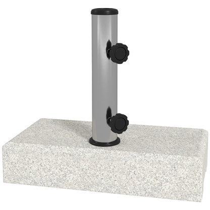 Bază pentru umbrelă de grădină 25kg pentru tije de Ø32mm, Ø38mm și Ø48mm, din granit și oțel inoxidabil, 45x22.5x40 cm, gri