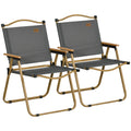 Set 2 Scaune de Camping Pliabile cu Cotiere, 54x59x78 cm, Gri Închis