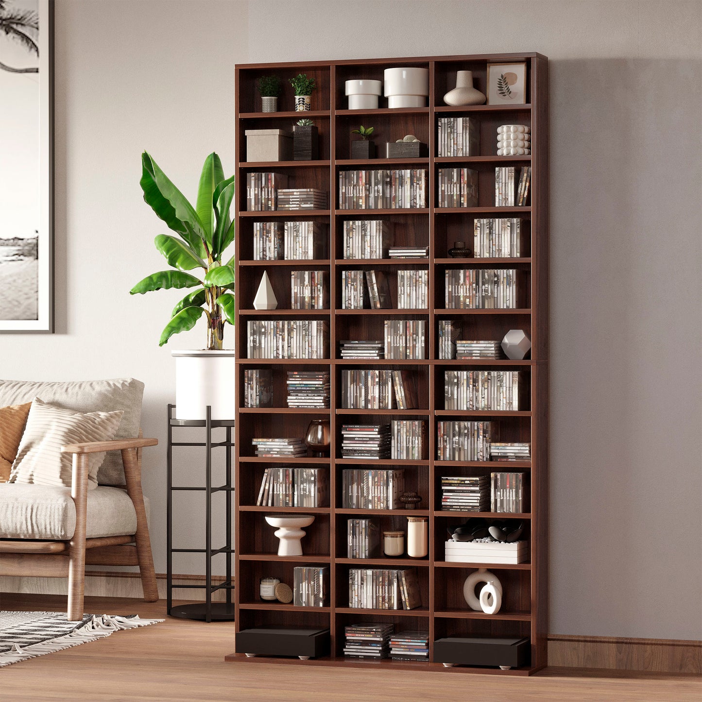 biblioteca de perete, 195x102x23.5cm, maro