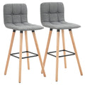 Set 2 Taburete de Bar Capitonate Suport pentru Picioare si Spatar Tesatura si Lemn