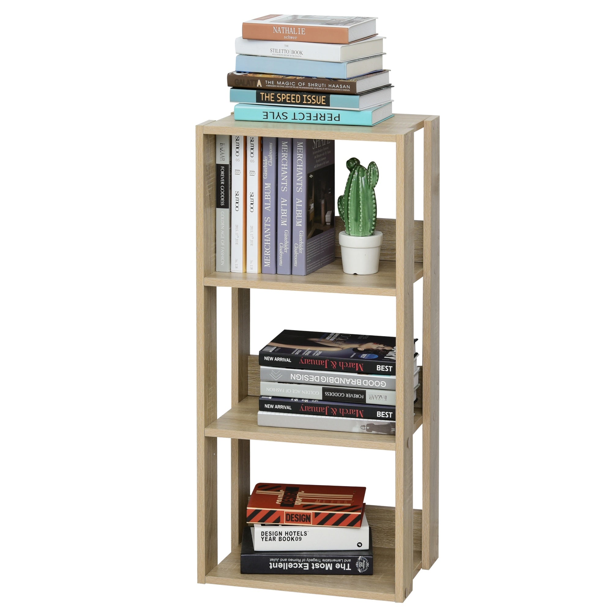 biblioteca din lemn cu 3 rafturi, 40x29.2x87.9cm