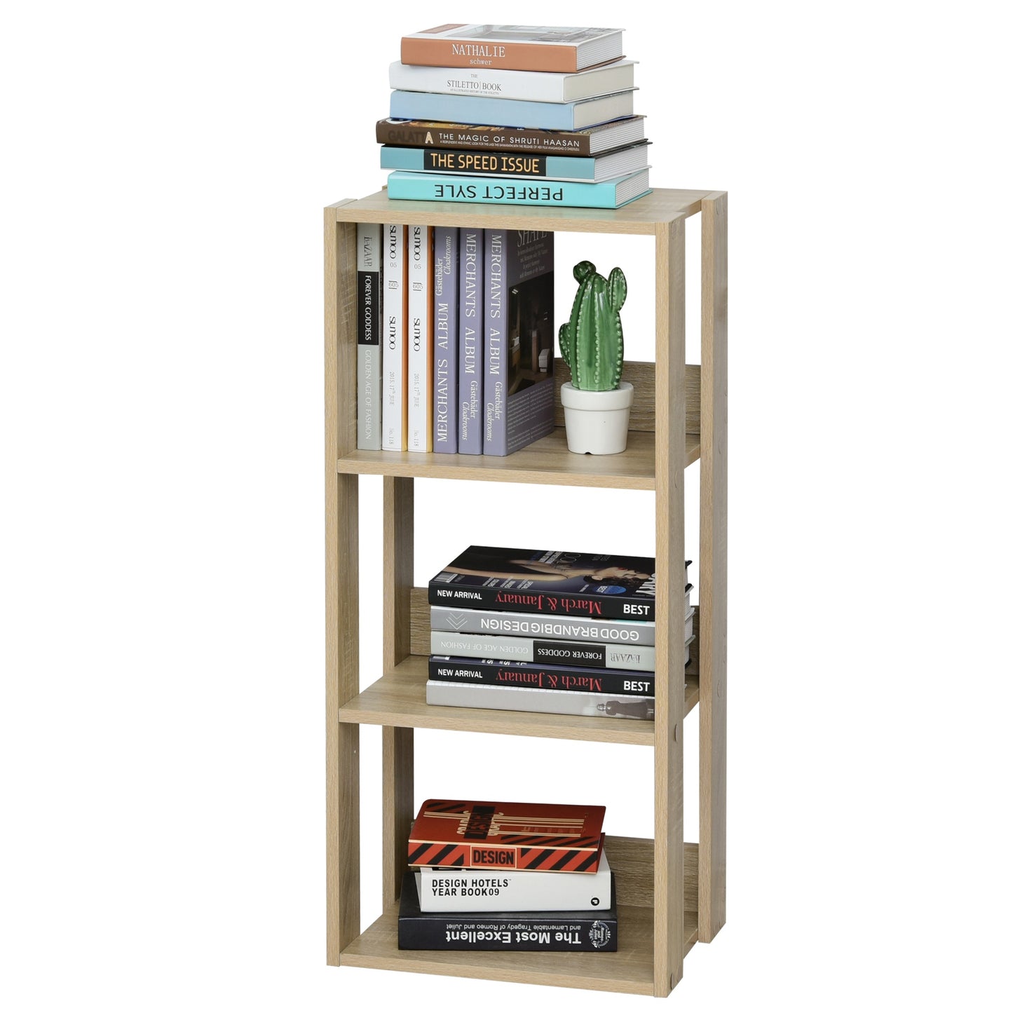 biblioteca din lemn cu 3 rafturi, 40x29.2x87.9cm