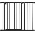 Poartă pentru câini reglabilă cu închidere automată, din oțel și plastic, 74-100x77 cm, negru