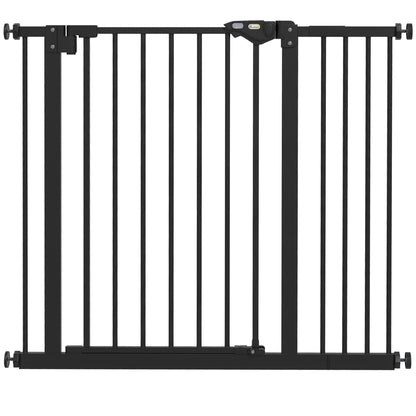Poartă pentru câini reglabilă cu închidere automată, din oțel și plastic, 74-100x77 cm, negru