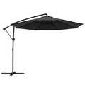 Umbrelă de Grădină Suspendată 3x3m cu Baldachin Reglabil, Bază în Cruce, Ventilație, Manivelă, Umbrelă Decentralizată Înclinabilă din Metal și Poliester, pentru Curte Terasă, Negru