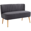 , Canapea cu Două Locuri, Loveseat, Material textil cu efect de in, 117 x 56.5 x 77 cm, Gri Închis