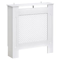 Mască de Calorifer din Lemn cu Grilaj Vertical, Paravan Decorativ pentru Radiator, Dimensiuni 78x82x19 cm, Alb Mat