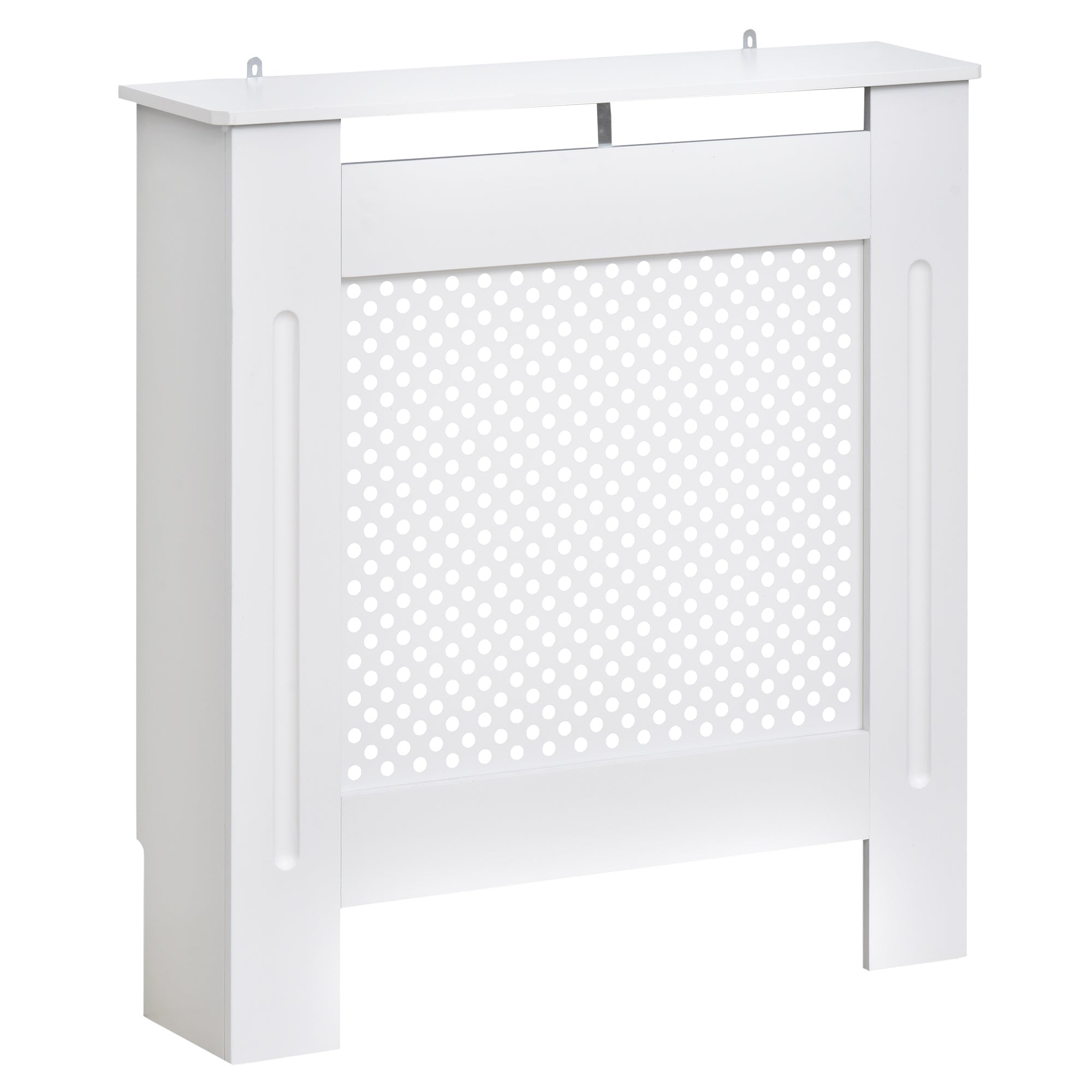 Mască de Calorifer din Lemn cu Grilaj Vertical, Paravan Decorativ pentru Radiator, Dimensiuni 78x82x19 cm, Alb Mat