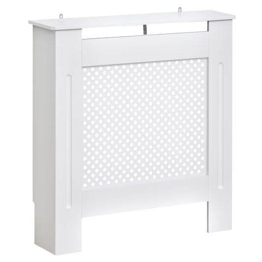 Mască de Calorifer din Lemn cu Grilaj Vertical, Paravan Decorativ pentru Radiator, Dimensiuni 78x82x19 cm, Alb Mat