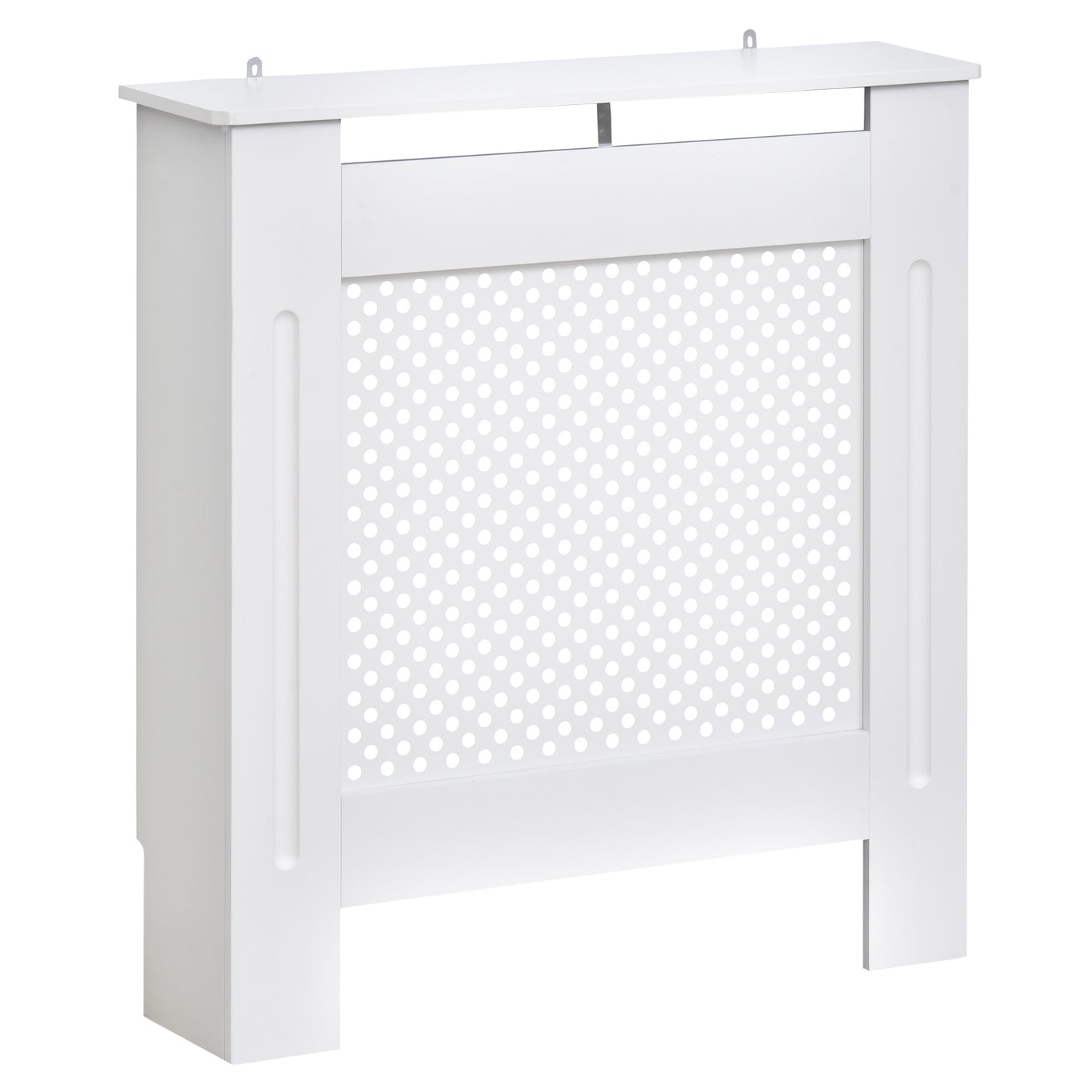 Mască de Calorifer din Lemn cu Grilaj Vertical, Paravan Decorativ pentru Radiator, Dimensiuni 78x82x19 cm, Alb Mat