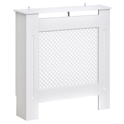 Mască de Calorifer din Lemn cu Grilaj Vertical, Paravan Decorativ pentru Radiator, Dimensiuni 78x82x19 cm, Alb Mat