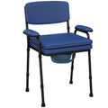 Scaun Confortabil 5 în 1 pentru Vârstnici și Persoane cu Dizabilități pentru WC și Duș, Înălțime Reglabilă și Găleată Detașabilă, Albastru