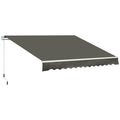 Copertină Retractabilă de Exterior cu Brațe și Deschidere Manuală, 350x250 cm, Gri