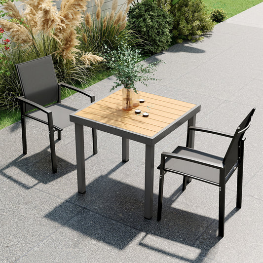 Set 2 Scaune de Grădină Stivuibile cu Șezut Respirabil, din Aluminiu și Textilen, 56x58x89 cm, Gri Cărbune
