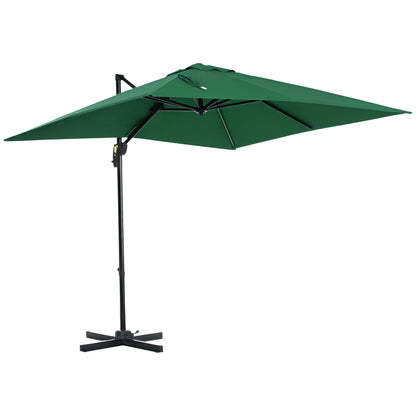 Umbrelă de grădină cu manivelă, 2.5x2.5 m, rotativă 360° și parasolar reglabil, verde