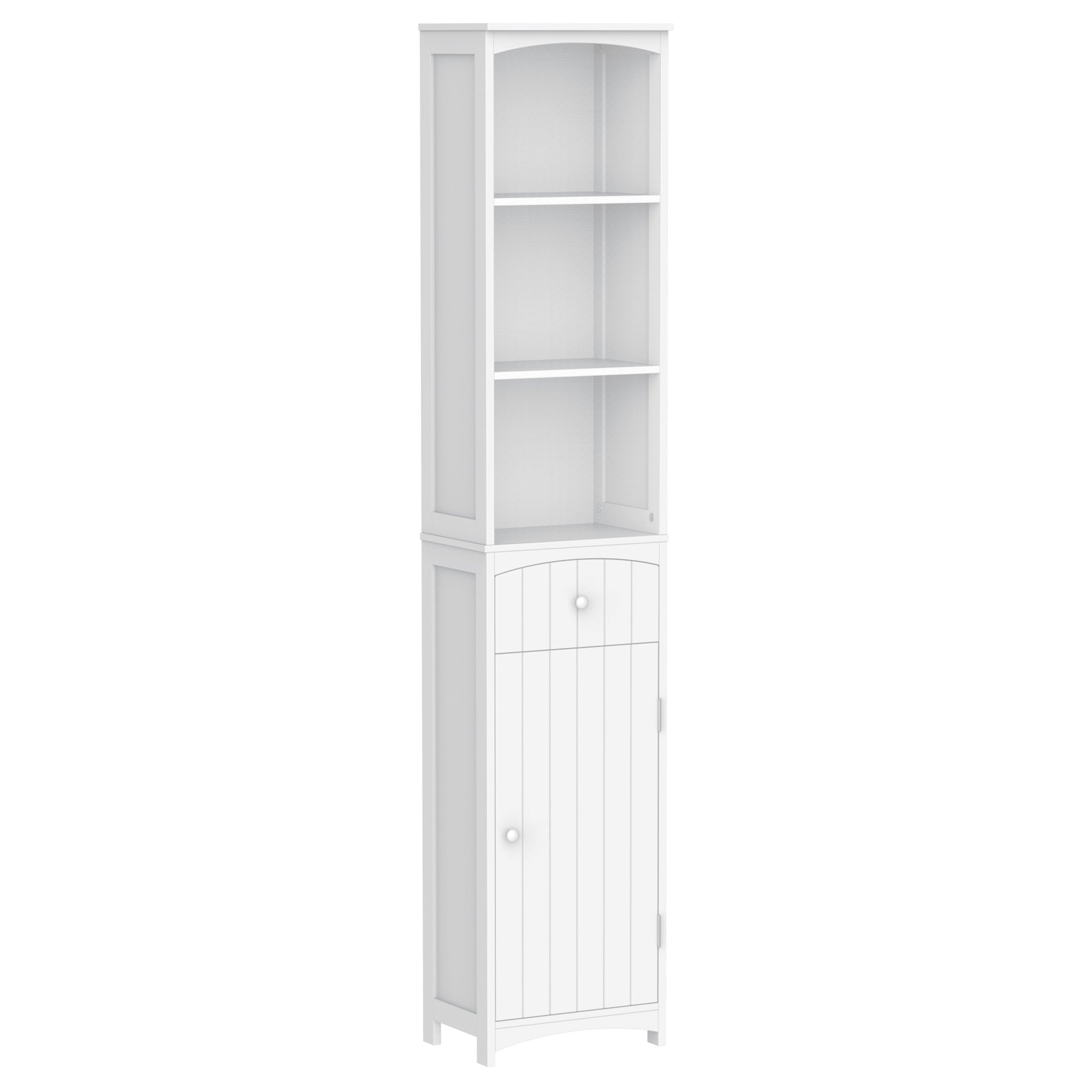 Dulap Înalt de Baie  cu 3 Rafturi din MDF, 34x24x170 cm, Alb