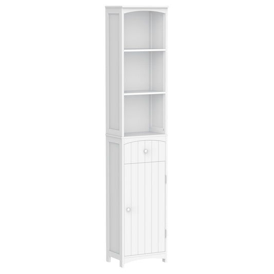 Dulap Înalt de Baie  cu 3 Rafturi din MDF, 34x24x170 cm, Alb