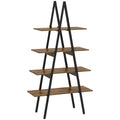 Raft Biblioteca Stil Industrial din PAL si Otel in Forma de A, 92x38.5x166 cm, Maro si Negru