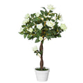 Arbore Artificial Camelia cu 21 Flori, Ghiveci Înalt, 90 cm, Plantă Decorativă Interior & Exterior
