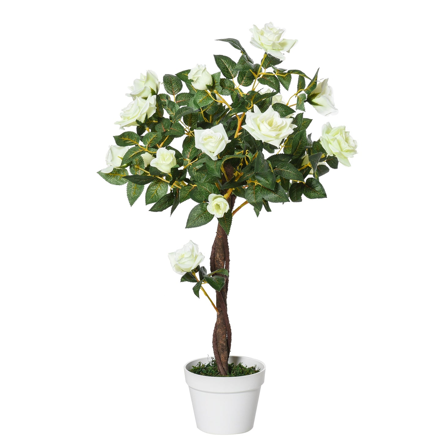 Arbore Artificial Camelia cu 21 Flori, Ghiveci Înalt, 90 cm, Plantă Decorativă Interior & Exterior
