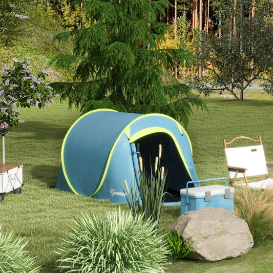 Cort Camping Impermeabil, Cort Pop-Up cu Accesorii și Geantă de Transport, 245x148x105 cm, Albastru