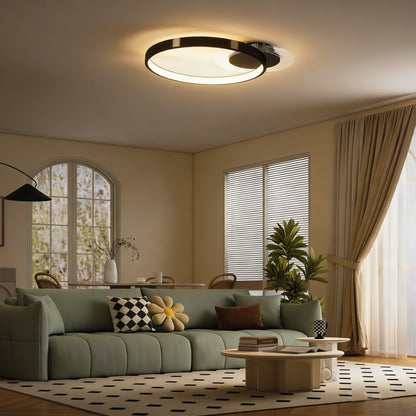 Lampă de tavan LED Modernă de 40W cu 2 Inele și Lumină Reglabilă, Negru