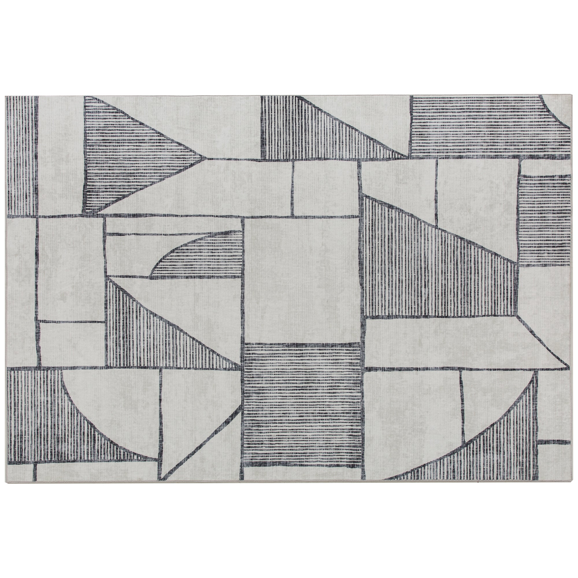 Covor Modern Antiderapant cu Linii Geometrice, din Poliester Multicolor, 230x160x0.7 cm