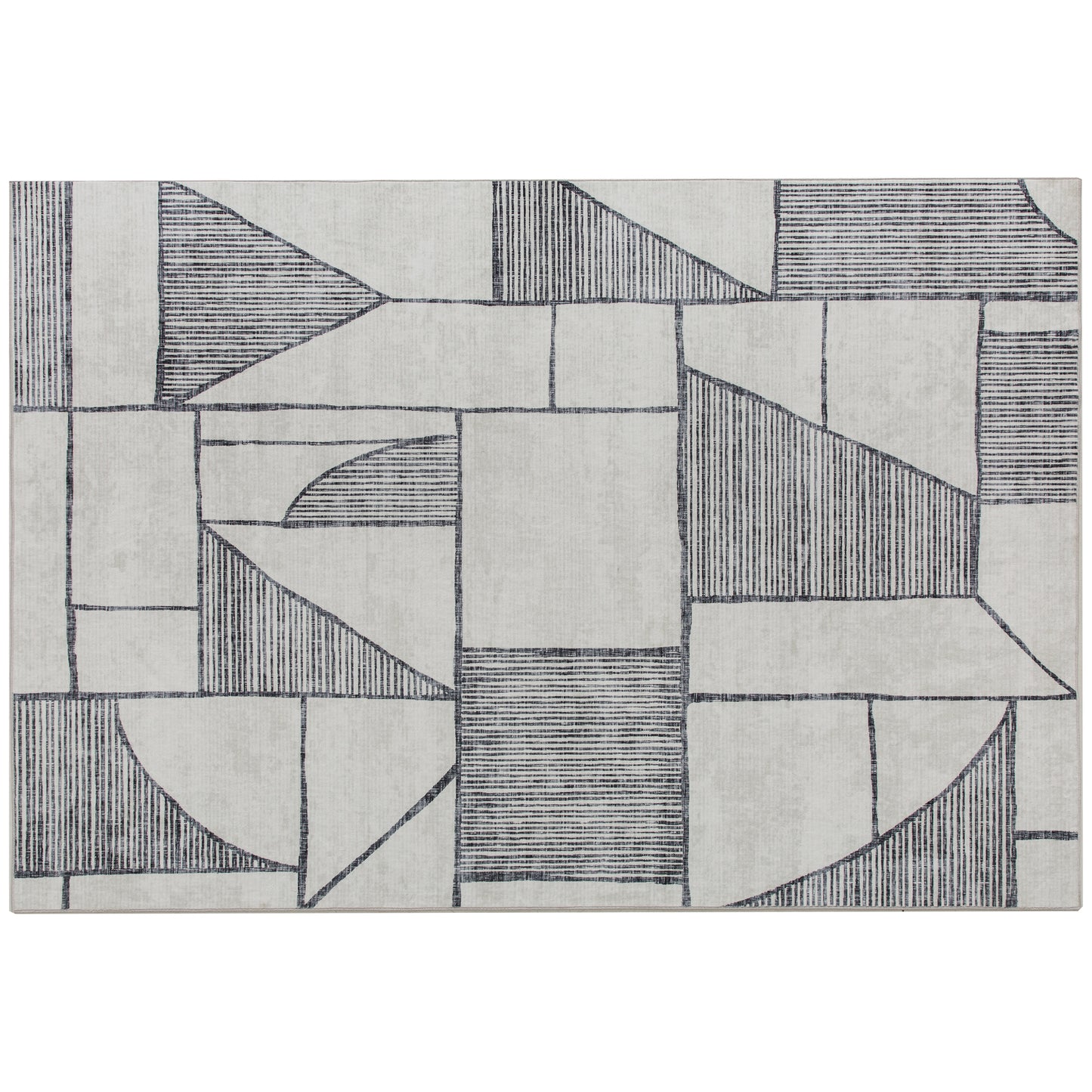 Covor Modern Antiderapant cu Linii Geometrice, din Poliester Multicolor, 230x160x0.7 cm